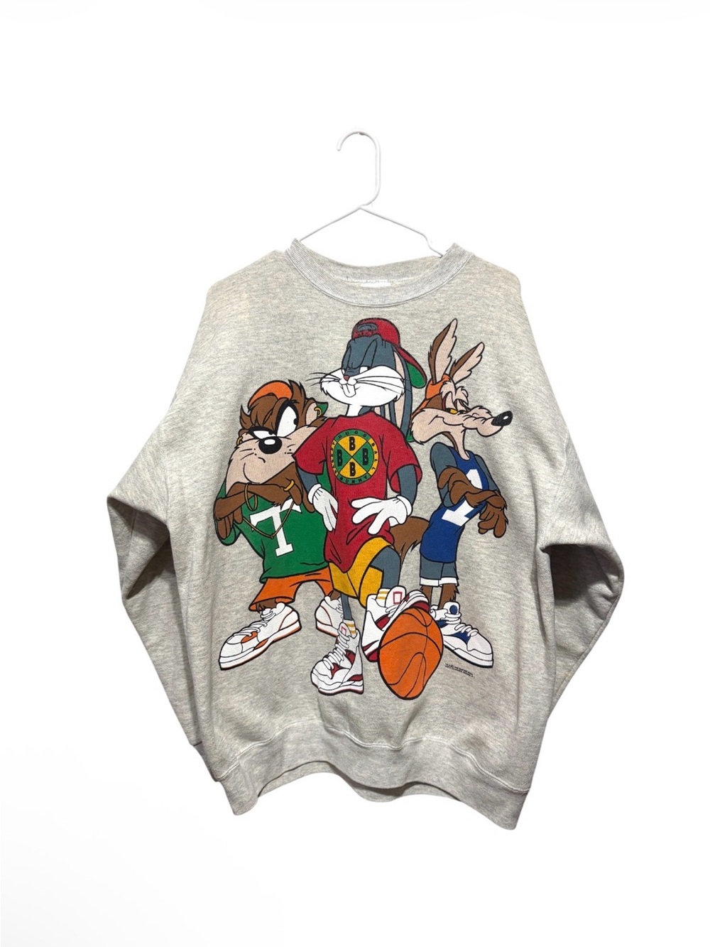Tultex Light Gray Looney Tunes Basketball Crewneck Sweatshirt